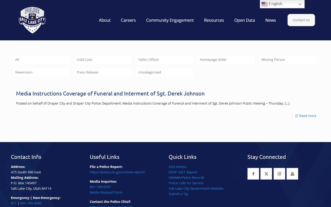 Draper City police services page through Salt Lake City Police Department