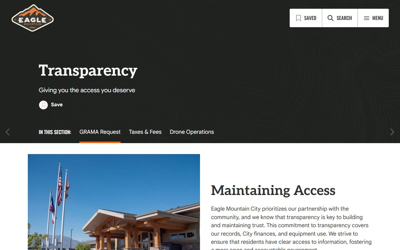 Eagle Mountain City transparency page for arrest records