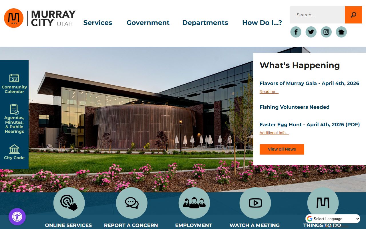 Murray City official website for arrest records and police services