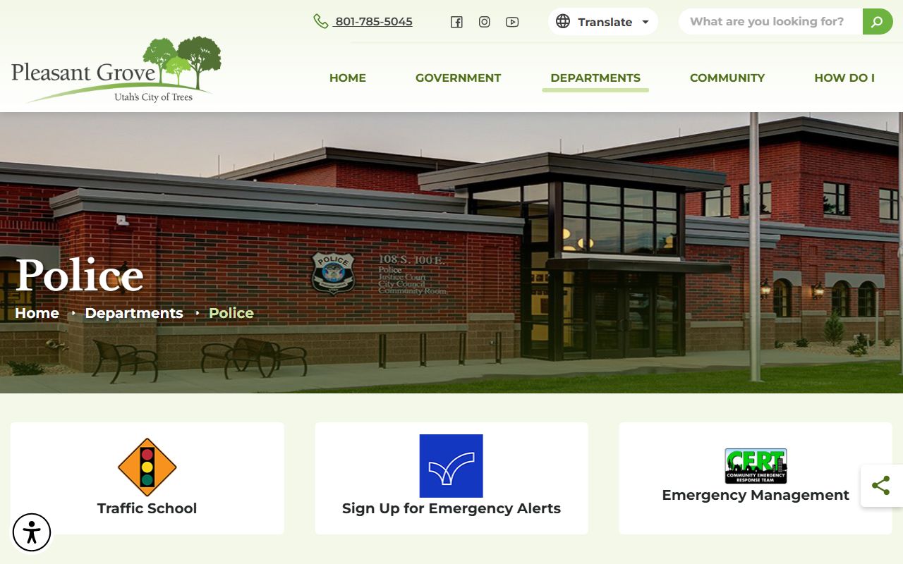 Pleasant Grove Police Department page for arrest records