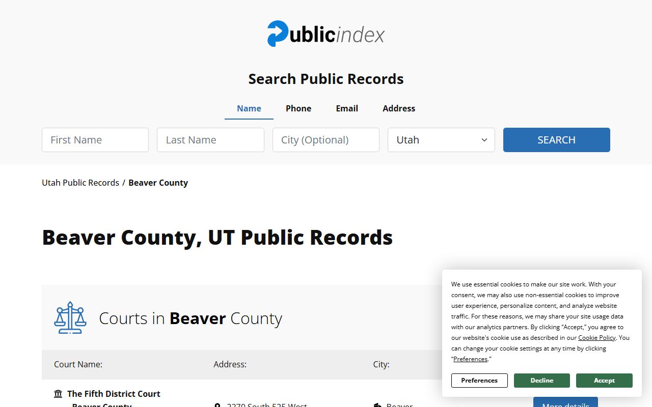 Beaver County arrest records court records portal