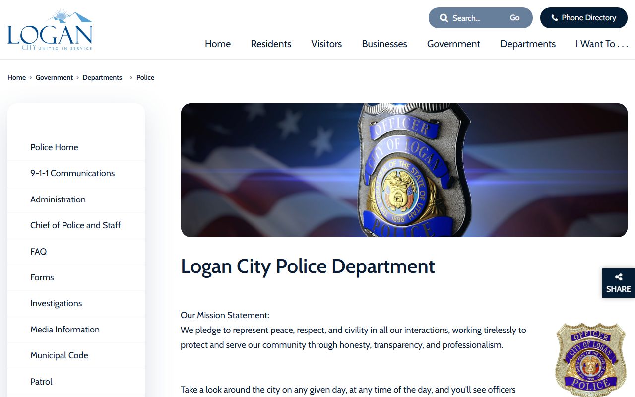 Cache County arrest records Logan City Police Department website
