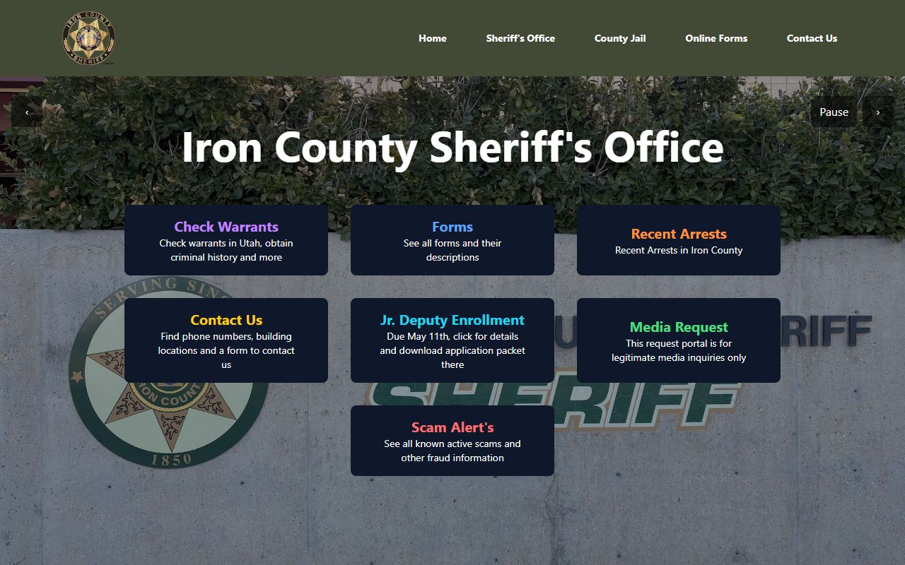 Iron County arrest records sheriff office website