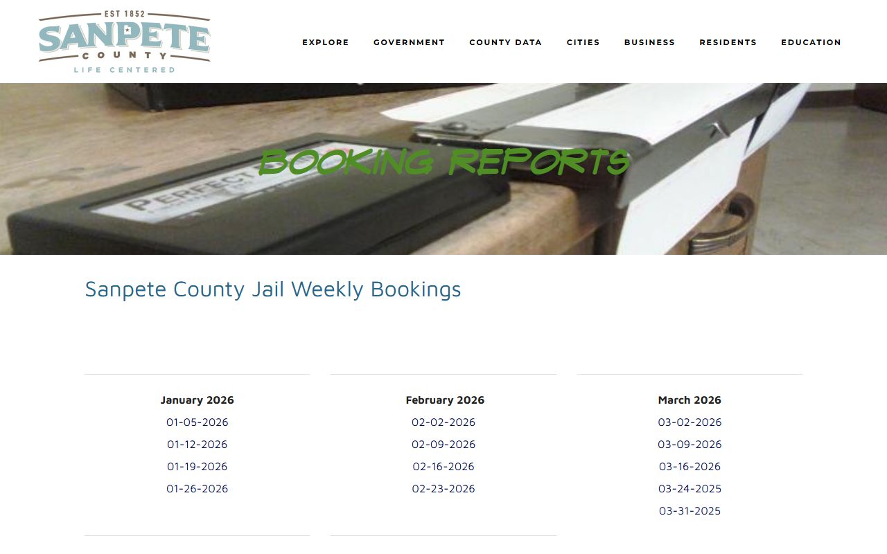 Sanpete County arrest records weekly booking reports page