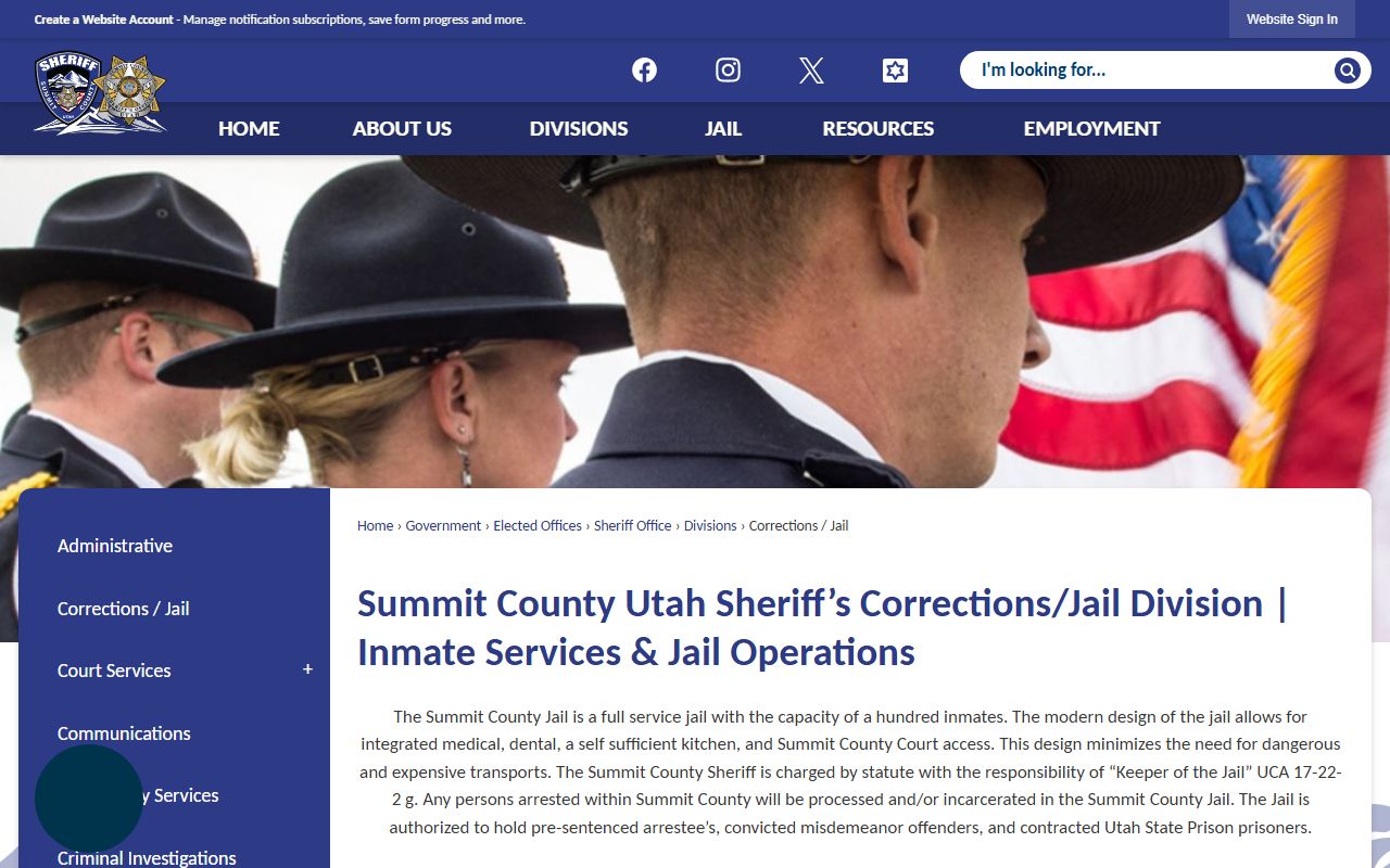 Summit County arrest records corrections and jail page