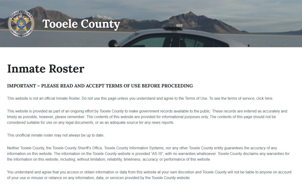 Tooele County arrest records online inmate roster