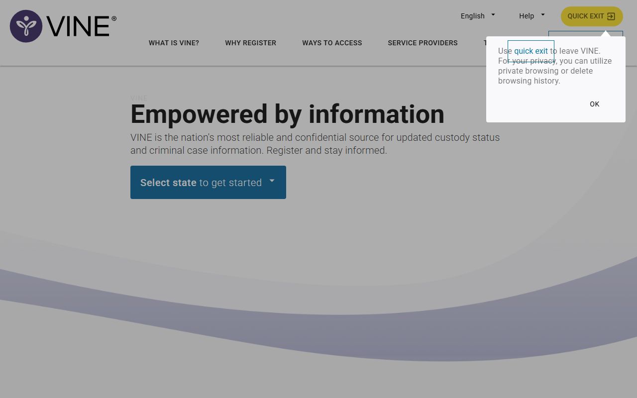 VINELink victim notification system for Utah arrest custody updates